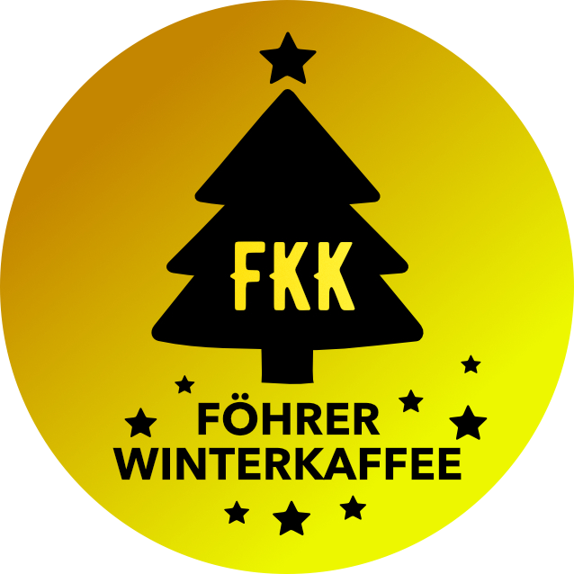 Goldenes Etikett des Föhrer Winterkaffees